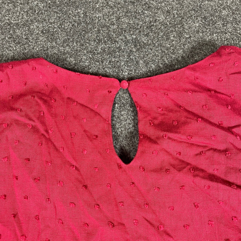 Mi Ami Burgundy Clip Dot Tiered Mini Dress Long Sleeve V-Neck Boho Wine Sz S - Picture 8 of 11